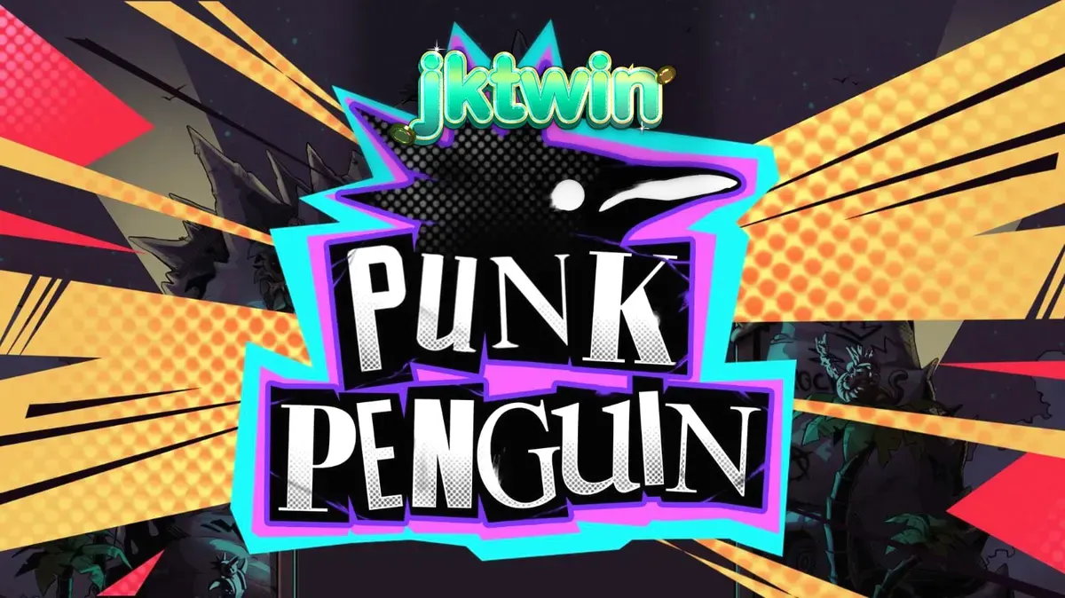 Tampilan visual slot Punk Penguin dengan tema konser rock bawah tanah
